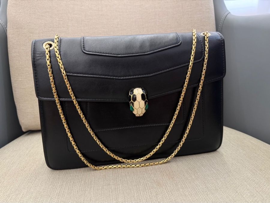 Bvlgari寶格麗 Serpenti Forever蛇頭金鏈包肩背包-0