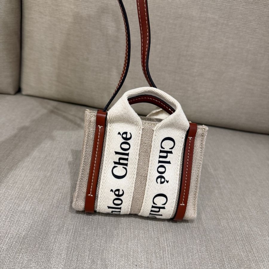 Chloe nano Woody 迷你帆布斜背包 全新-0