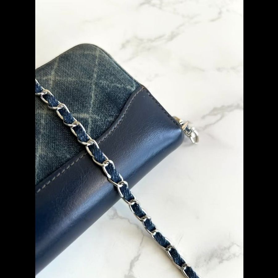 【LA LUNE】古董包 Chanel 牛仔拼皮革WOC包 側背包 斜背包 中古二手包 長夾-5