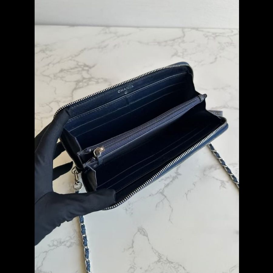 【LA LUNE】古董包 Chanel 牛仔拼皮革WOC包 側背包 斜背包 中古二手包 長夾-6