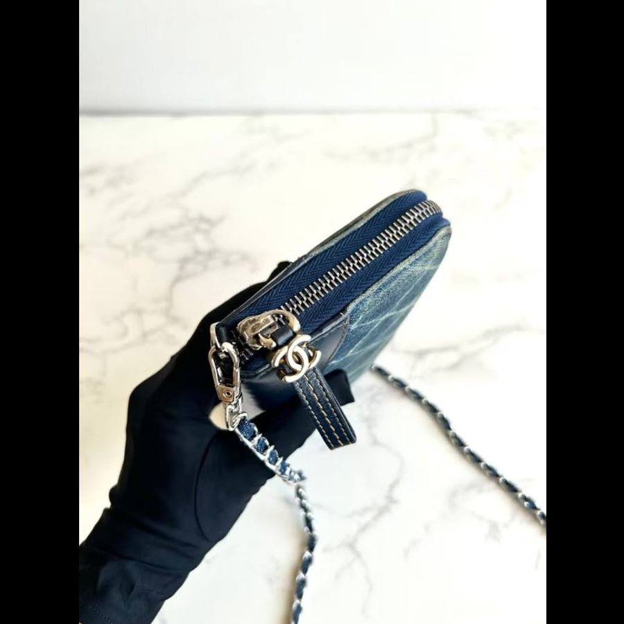 【LA LUNE】古董包 Chanel 牛仔拼皮革WOC包 側背包 斜背包 中古二手包 長夾-7