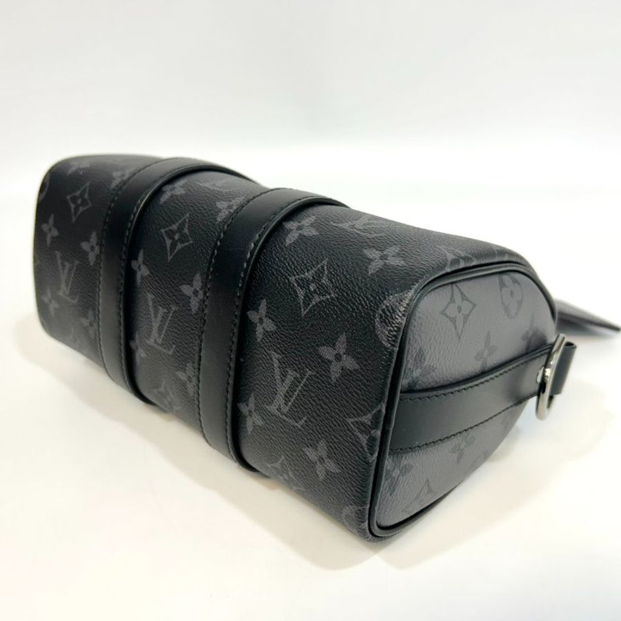 LV黑灰原花銀釦Keepall 25手提斜背包M46271-10