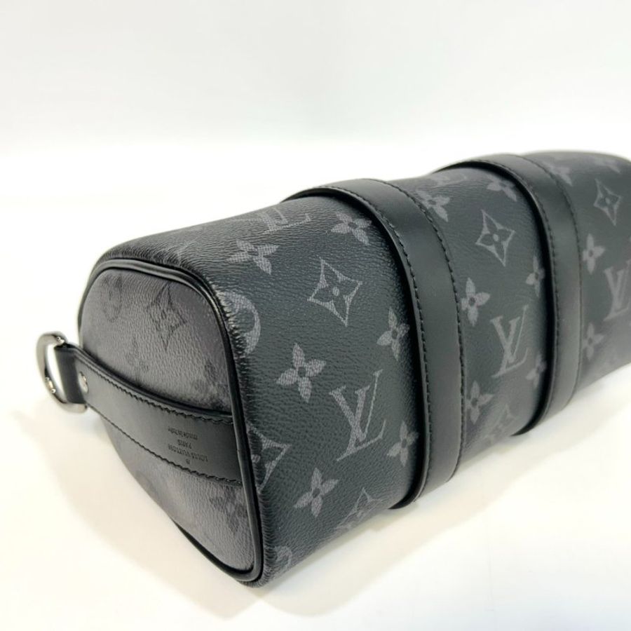 LV黑灰原花銀釦Keepall 25手提斜背包M46271-11