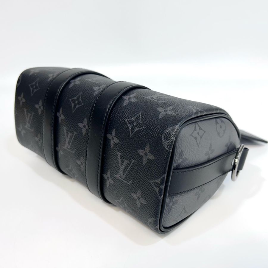 LV黑灰原花銀釦Keepall 25手提斜背包M46271-7