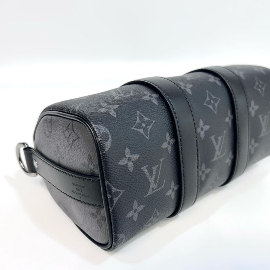 LV黑灰原花銀釦Keepall 25手提斜背包M46271-8