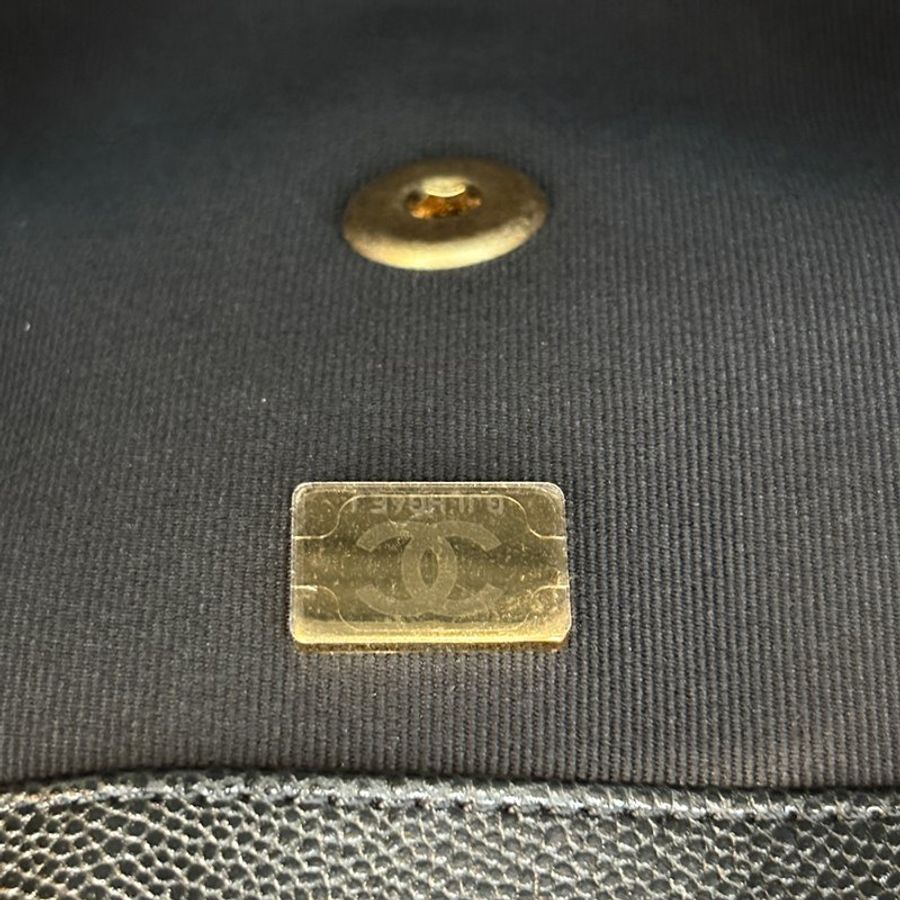 【現貨|快速出貨】CHANEL 25P 黑色魚子醬牛皮雙鏈口蓋包 22cm|經典金鍊|Caviar皮 全新-15