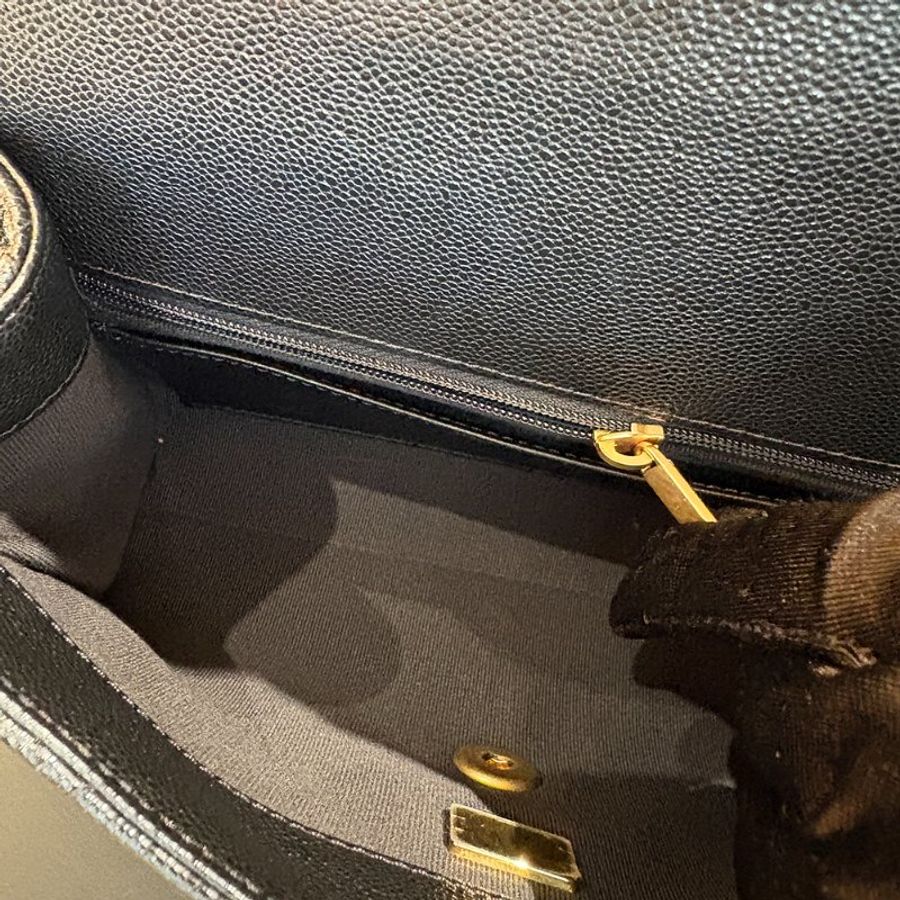 【現貨|快速出貨】CHANEL 25P 黑色魚子醬牛皮雙鏈口蓋包 22cm|經典金鍊|Caviar皮 全新-17
