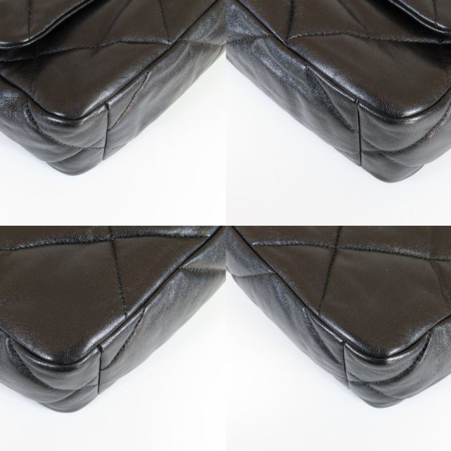 【巴黎站二手名牌專賣店】*現貨*CHANEL 香奈兒 真品*黑色菱格紋羊皮19系列金釦26手提斜背包-4