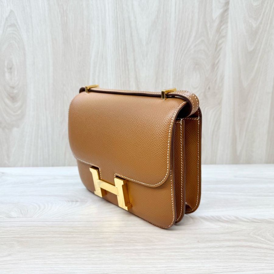 Hermes金棕Epsom皮Constance Mini 18CM-15
