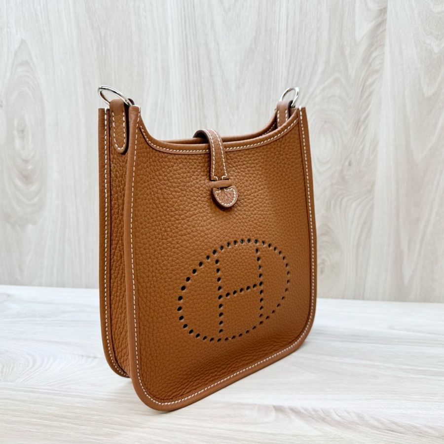 HERMES 37金棕銀扣T/C Mini Evelyne-4