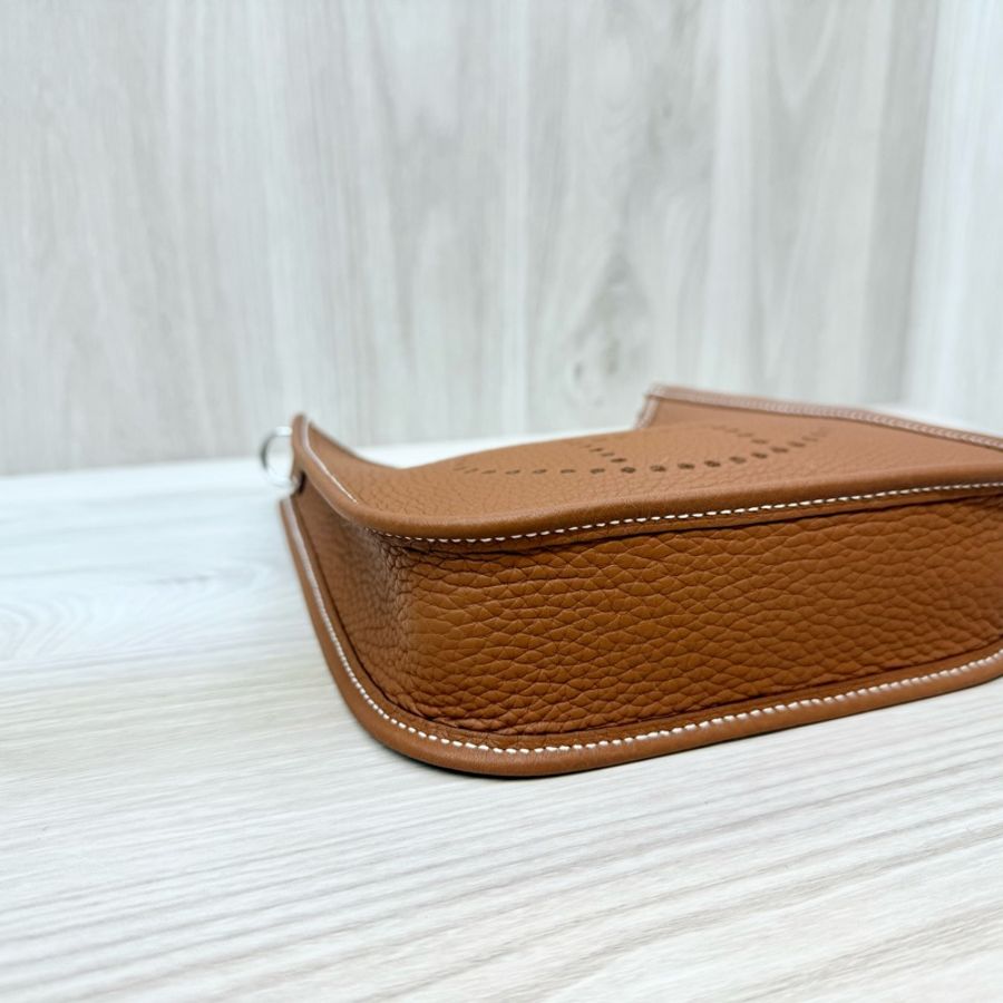 HERMES 37金棕銀扣T/C Mini Evelyne-6