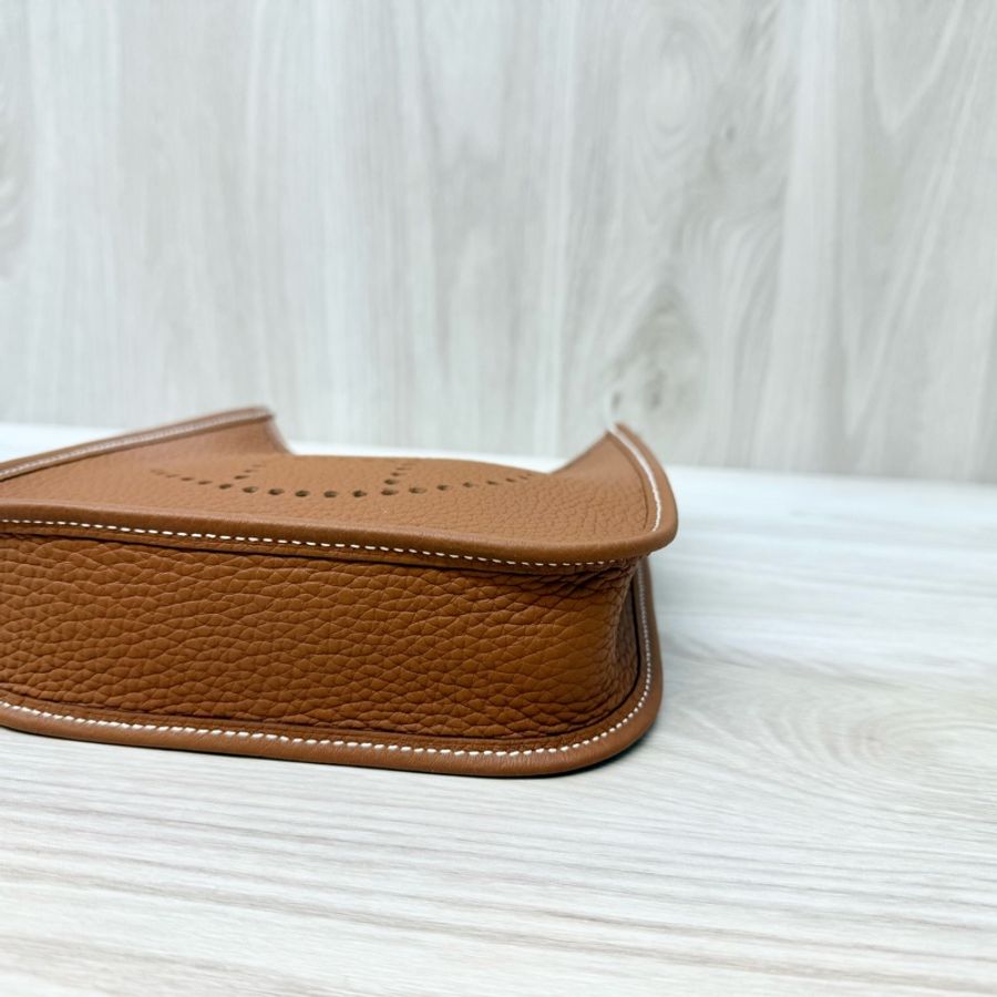 HERMES 37金棕銀扣T/C Mini Evelyne-7