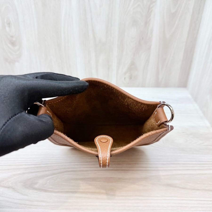 HERMES 37金棕銀扣T/C Mini Evelyne-9