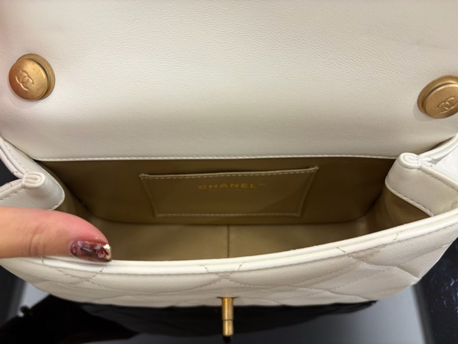 Chanel 白羊皮霧金珍珠湯圓肩斜背包AS4861-7