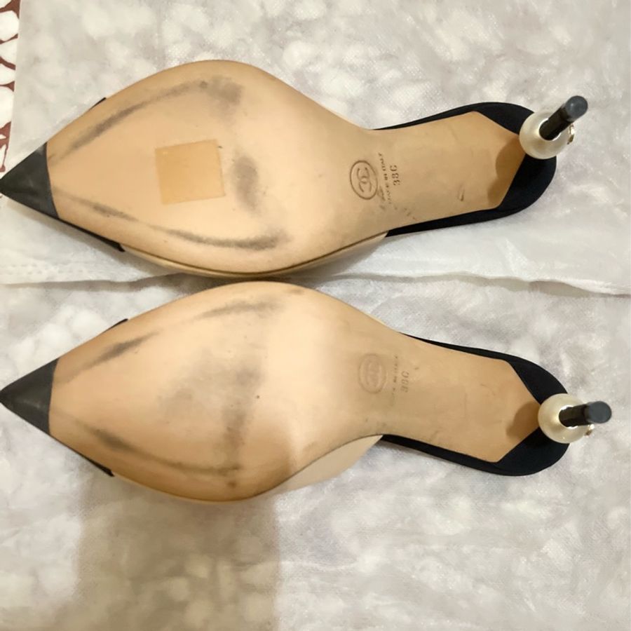 Chanel Bicolor CC Pearl on Heels Slide Mules（38碼）-3