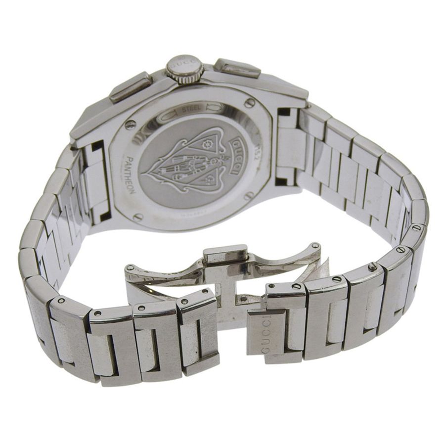Gucci Pantheon 男士腕錶 115.2/YA115235 不鏽鋼石英計時表,黑色錶盤-4