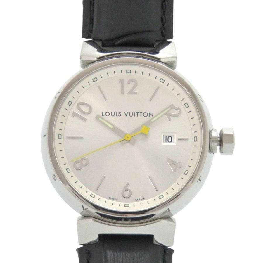 路易威登 Tambour Q111E 不鏽鋼皮革銀色石英腕錶 1507 LOUIS VUITTON-0