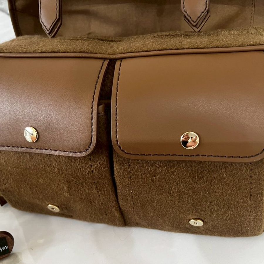 全新MAX MARA CAMMELLO駱駝棕色毛包 郵差包 側背包 斜背包-4