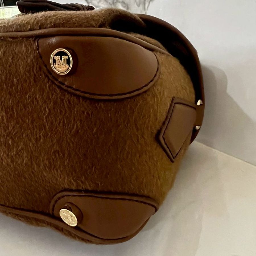 全新MAX MARA CAMMELLO駱駝棕色毛包 郵差包 側背包 斜背包-13