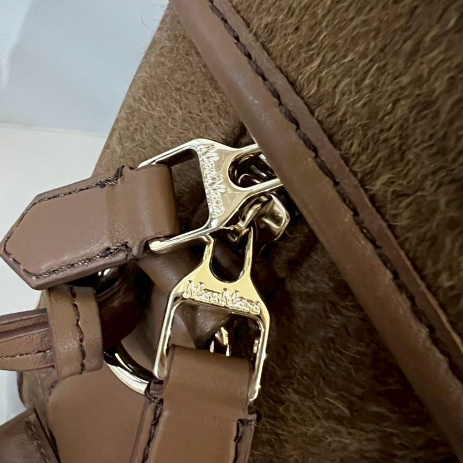 全新MAX MARA CAMMELLO駱駝棕色毛包 郵差包 側背包 斜背包-17