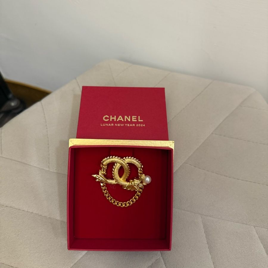 Chanel香奈兒限定金龍珍珠胸針 值得收藏-0
