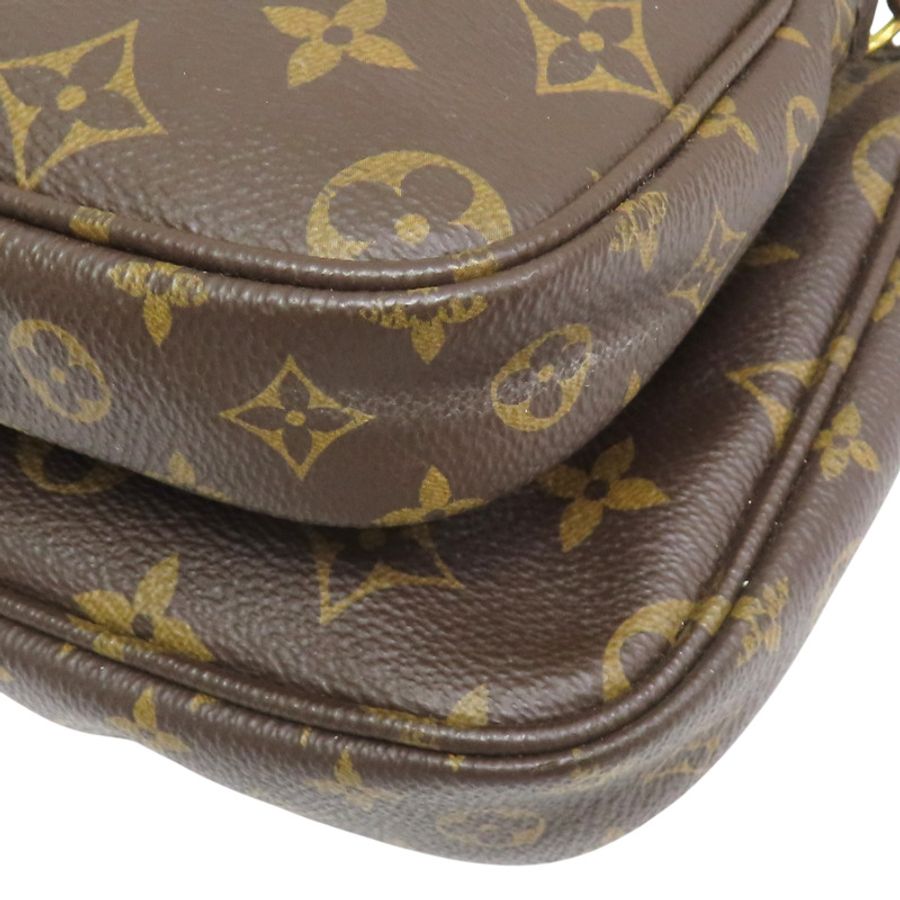 棕色 原花帆布 粉色背帶 Multi Pochette Accessoires 肩背包 (有異味)【LOUIS VUITTON LV 路易威登】 M44840-11