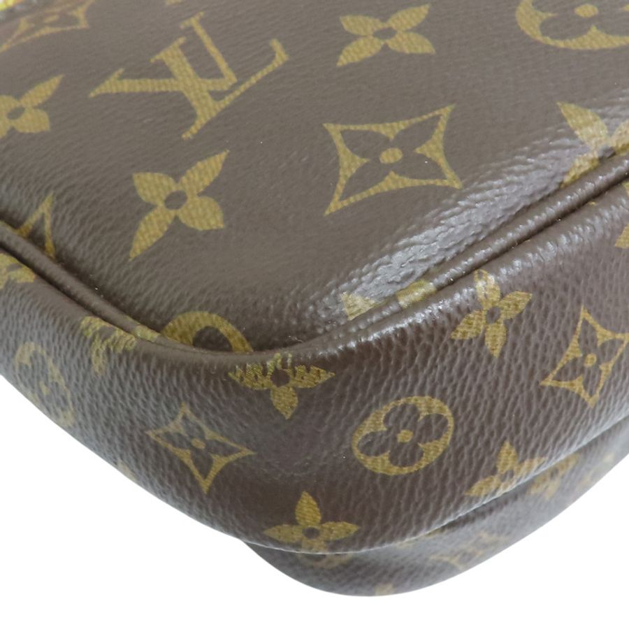 棕色 原花帆布 粉色背帶 Multi Pochette Accessoires 肩背包 (有異味)【LOUIS VUITTON LV 路易威登】 M44840-12