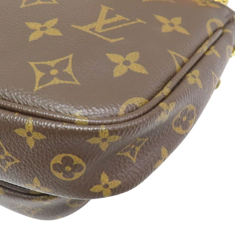 棕色 原花帆布 粉色背帶 Multi Pochette Accessoires 肩背包 (有異味)【LOUIS VUITTON LV 路易威登】 M44840-13