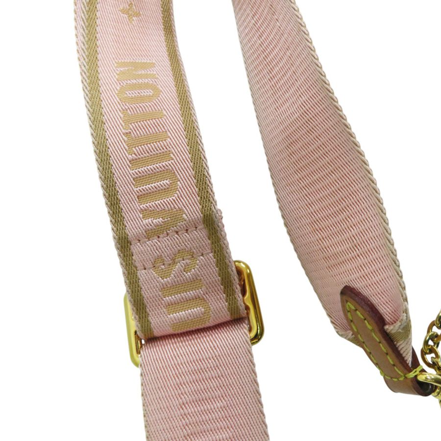 棕色 原花帆布 粉色背帶 Multi Pochette Accessoires 肩背包 (有異味)【LOUIS VUITTON LV 路易威登】 M44840-14