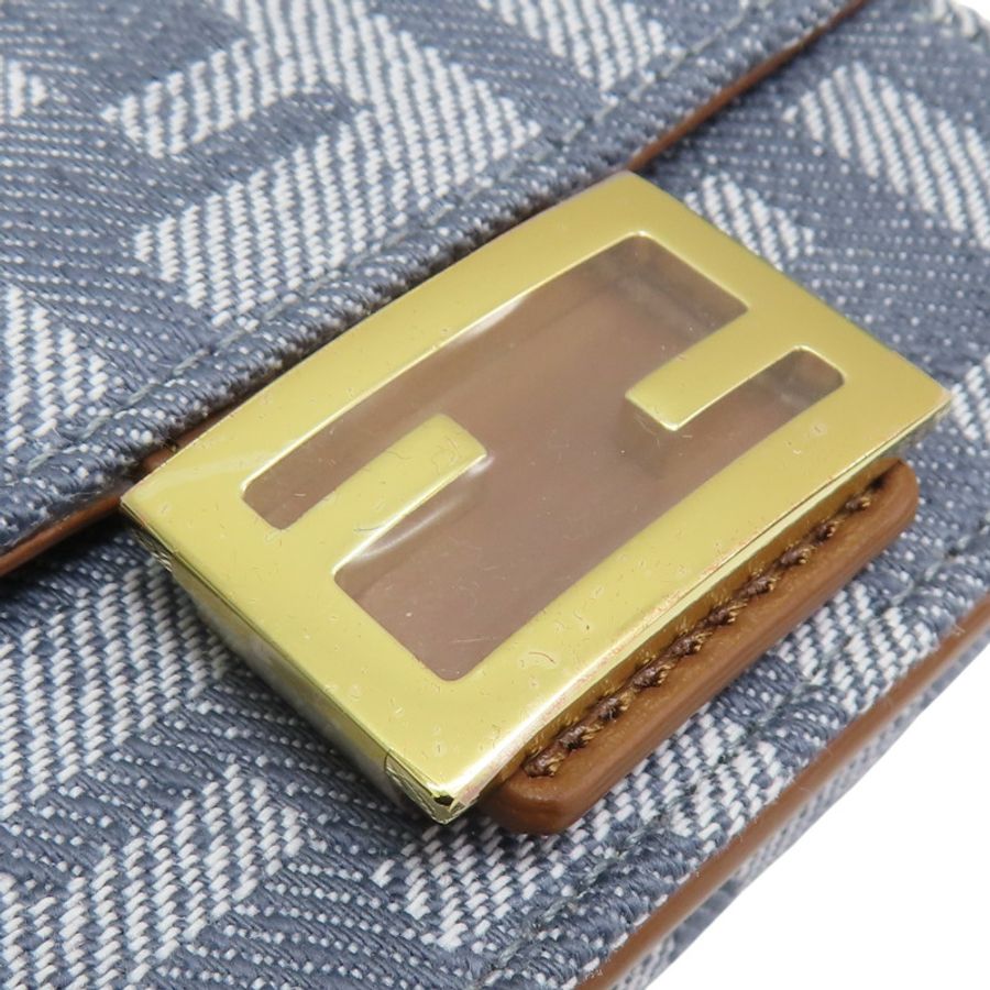 灰色提花帆布金扣三折短夾 8M0395【FENDI 芬迪】 8M0395-8
