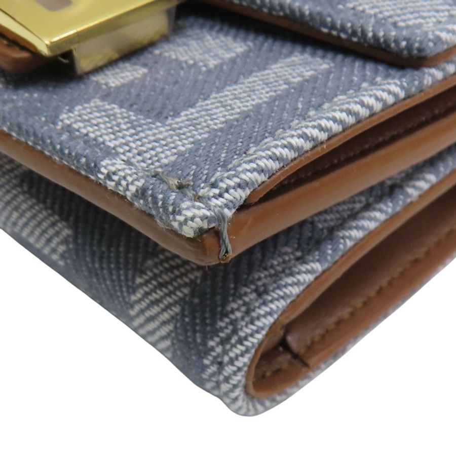 灰色提花帆布金扣三折短夾 8M0395【FENDI 芬迪】 8M0395-9