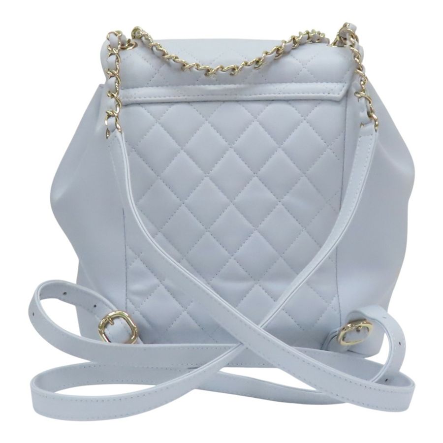 淡藍色 菱格紋牛皮 Duma 後背包【CHANEL 香奈兒】 AS3618-1