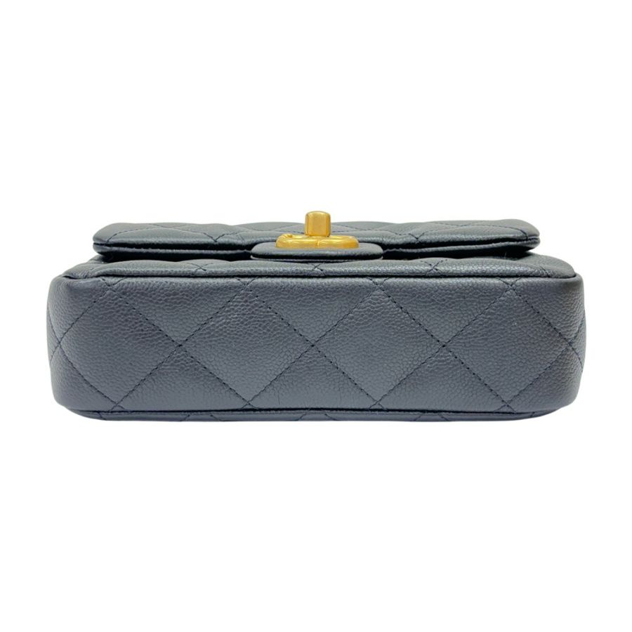 黑色菱格紋皮革 Mini Flap 鏈帶肩背【CHANEL 香奈兒 】 AS3829-3