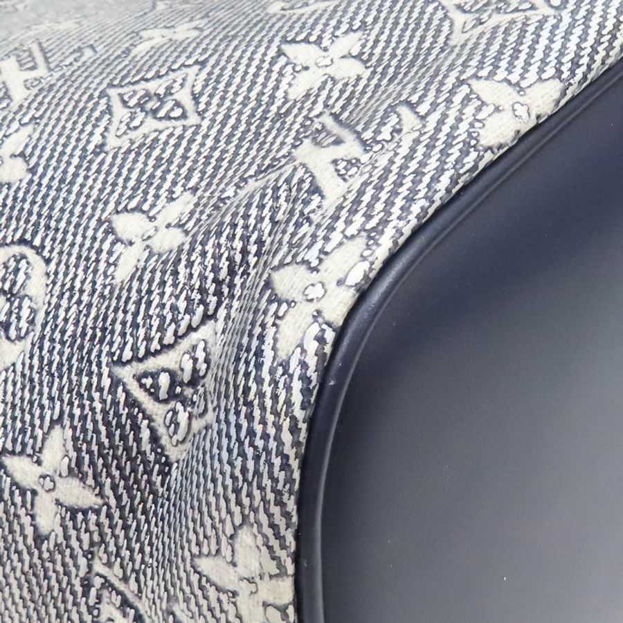 藍原銀色花PVC帆布Neverfull MM托特包【LOUIS VUITTON LV 路易威登】M22921-8