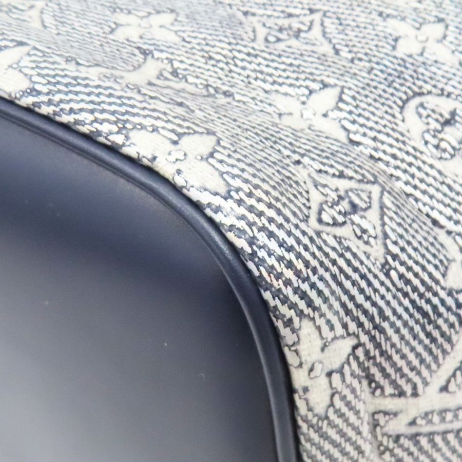 藍原銀色花PVC帆布Neverfull MM托特包【LOUIS VUITTON LV 路易威登】M22921-11