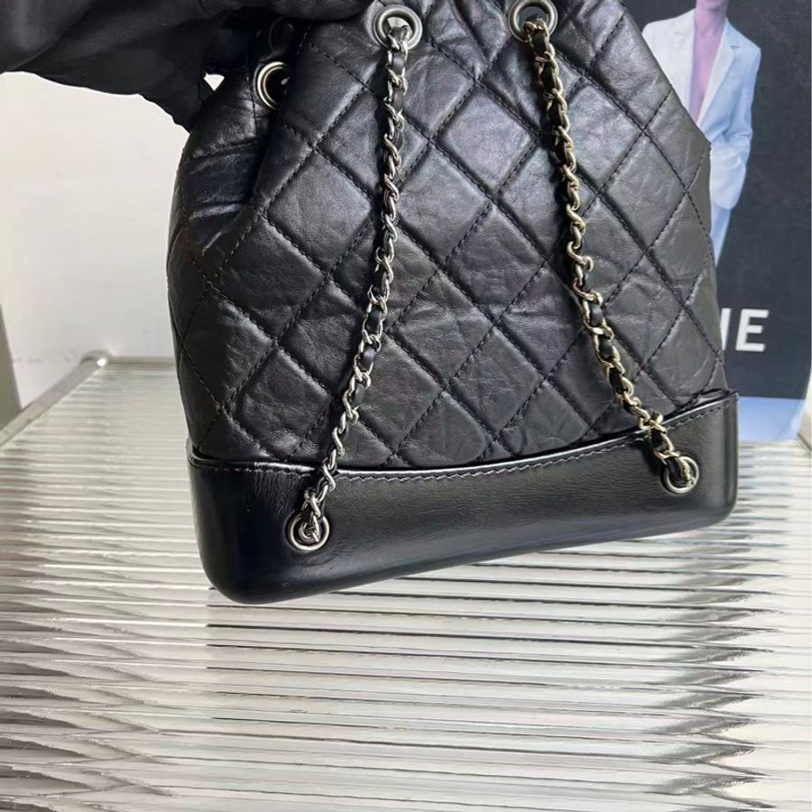 CHANEL/香奈兒 小號流浪雙肩包 黑色銀扣菱格牛皮 鴛鴦鏈條,尺寸:23*22.5 晶片款 好價🉐️-8