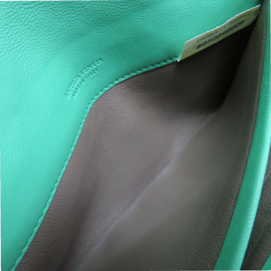 綠色蛇皮/牛皮銀扣兩折皮夾【BOTTEGA VENETA 寶緹嘉】-7