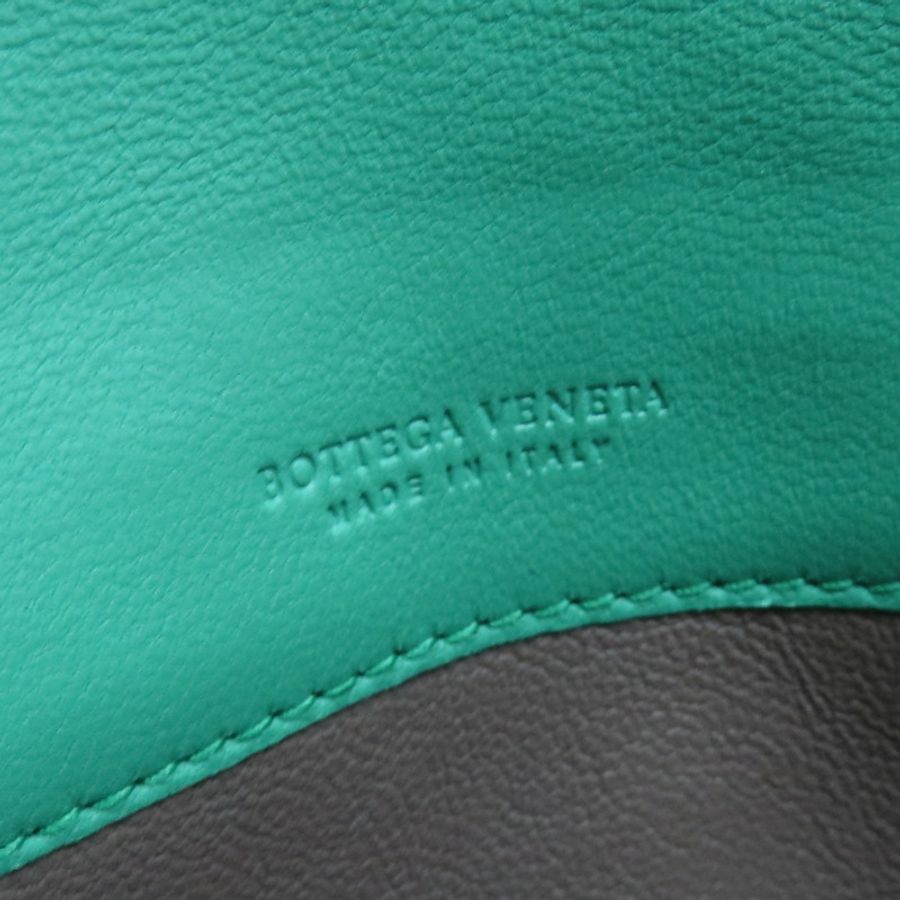 綠色蛇皮/牛皮銀扣兩折皮夾【BOTTEGA VENETA 寶緹嘉】-8