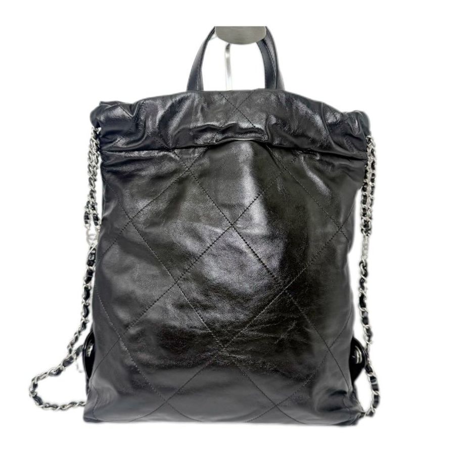 [2870] 香奈儿 Chanel 22 Bag 菱格紋， 黑銀(牛皮)-1