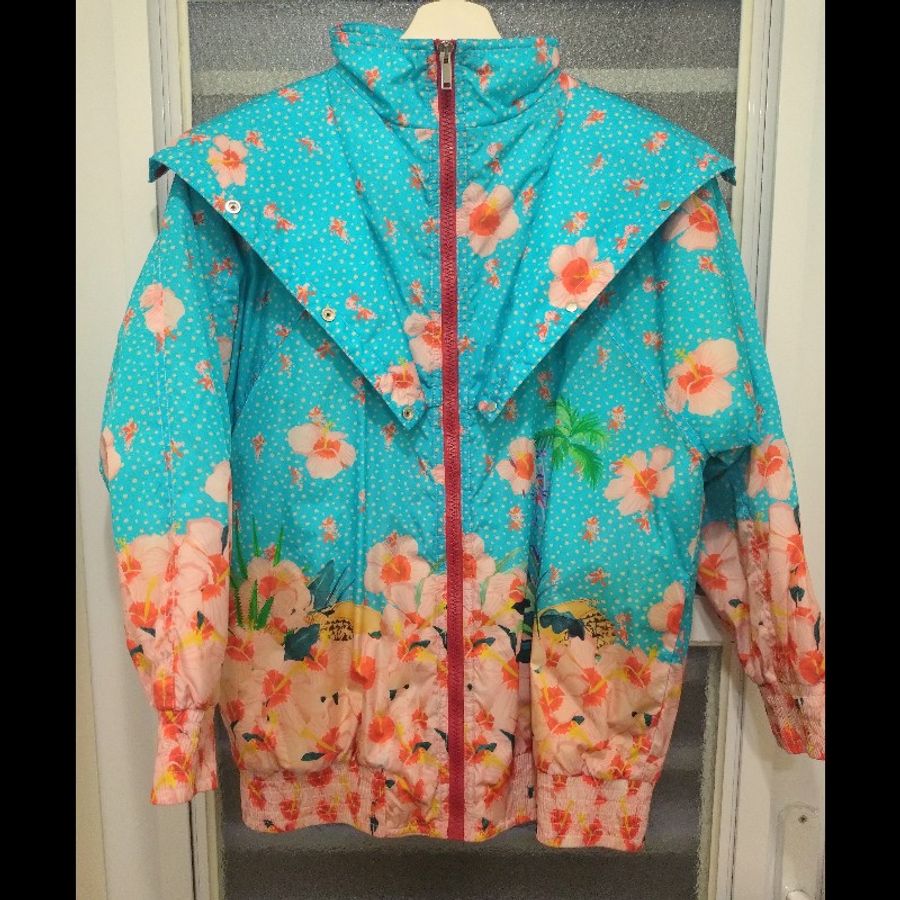 Gucci 亮藍色粉色扶桑花外套-0