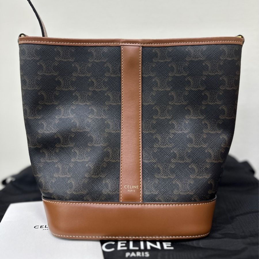 Celine 經典老花深咖色水桶包小號-0