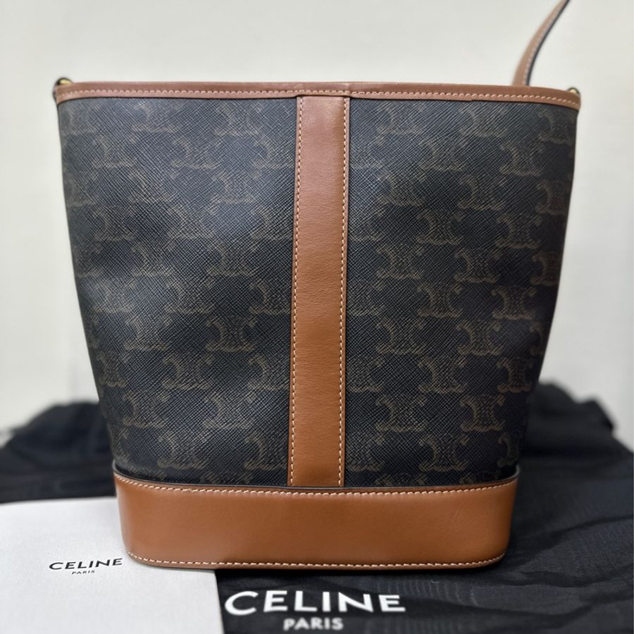 Celine 經典老花深咖色水桶包小號-1