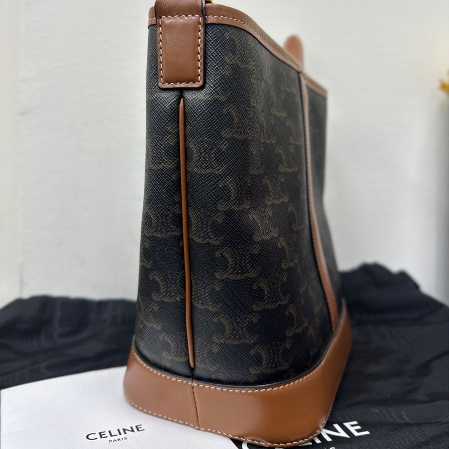 Celine 經典老花深咖色水桶包小號-2