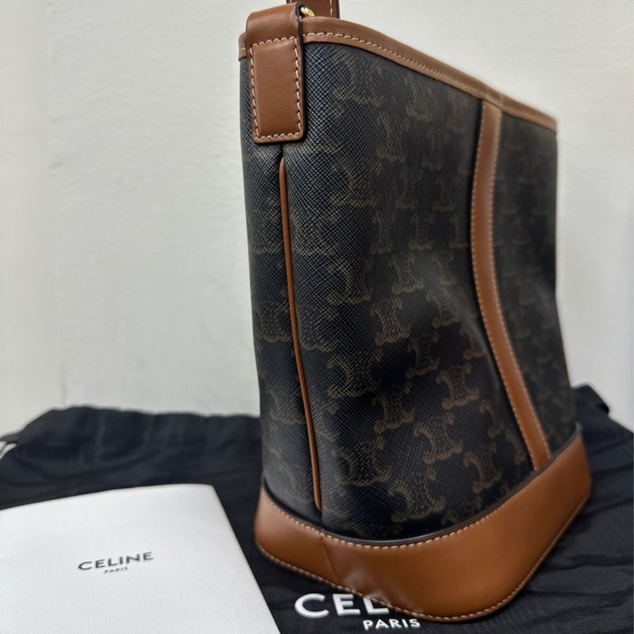 Celine 經典老花深咖色水桶包小號-3