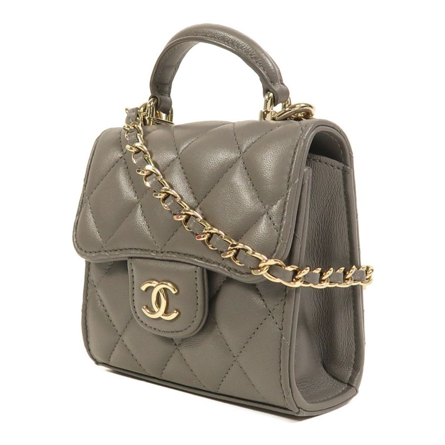 CHANEL 羊皮皮革2 Way Shoulder金扣手挽肩背兩用袋-2