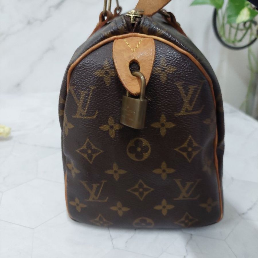 LV Speedy 25 cm🎀現品實拍 🎀 Vintage 波士頓包~二手品(不議價)-19
