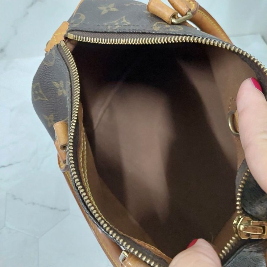 LV Speedy 25 cm🎀現品實拍 🎀 Vintage 波士頓包~二手品(不議價)-35