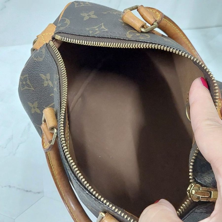 LV Speedy 25 cm🎀現品實拍 🎀 Vintage 波士頓包~二手品(不議價)-39