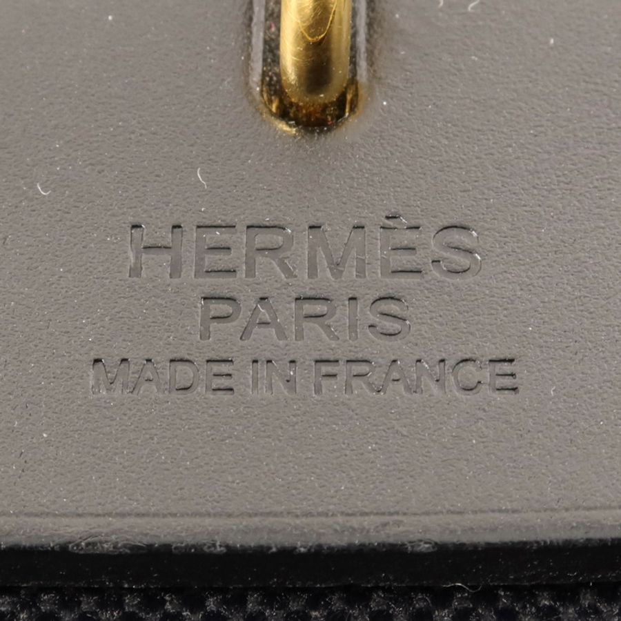 HERMES 帆布/皮革Herbag PM金扣手挽肩背兩用袋Noir-5