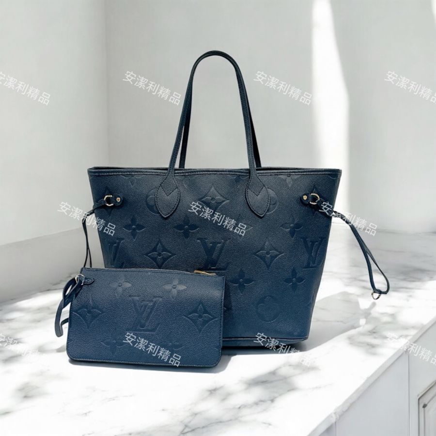 莉亞精品♡ LV Neverfull MM 深藍色 二手美包-0